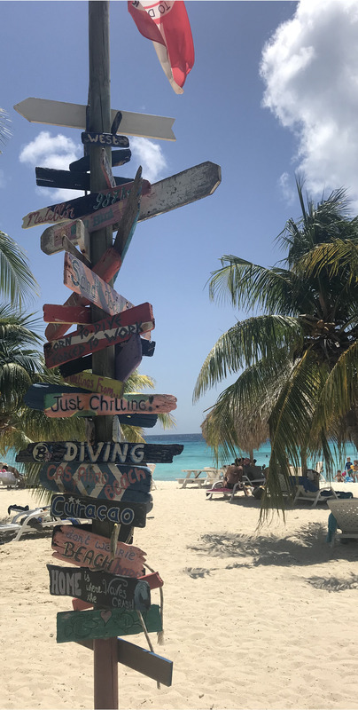 A work of art made of driftwood stands on Playa Cas Abao, a beach in Curaçao.