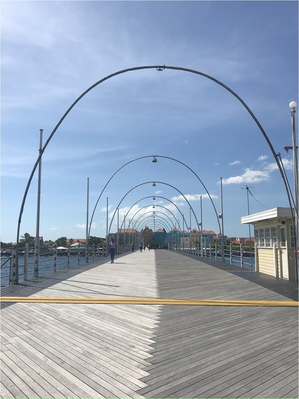 View of the Queen Emma Bridge on the island of Curaçao.