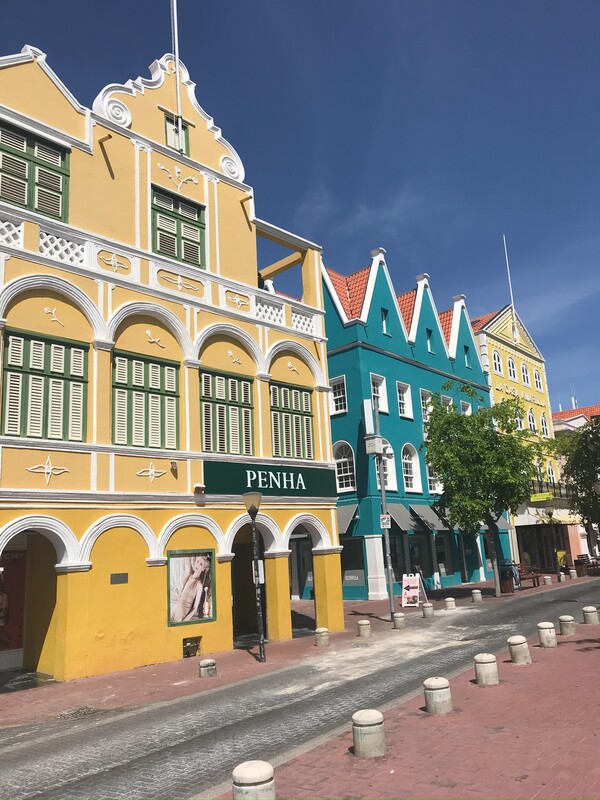 Colorful row of houses with extraordinary architecture.