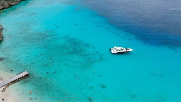 Aerial view of a beach on the island of Curaçao